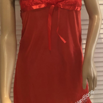 Satin Nachthemd mit Spitze und Spahettiträgern - Größe : M